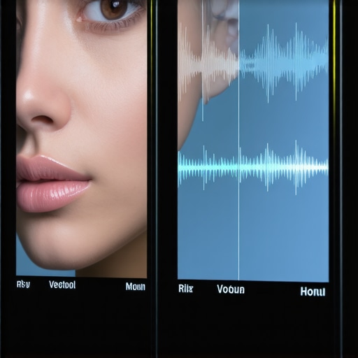 Monitor screen showing skin tone correction tools with waveform and vectorscope.