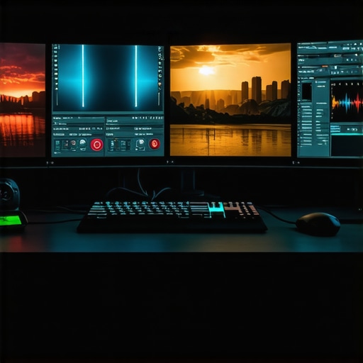 Color Grading Studio with Professional Equipment A professional colorist's workspace showcasing advanced color grading tools and monitors