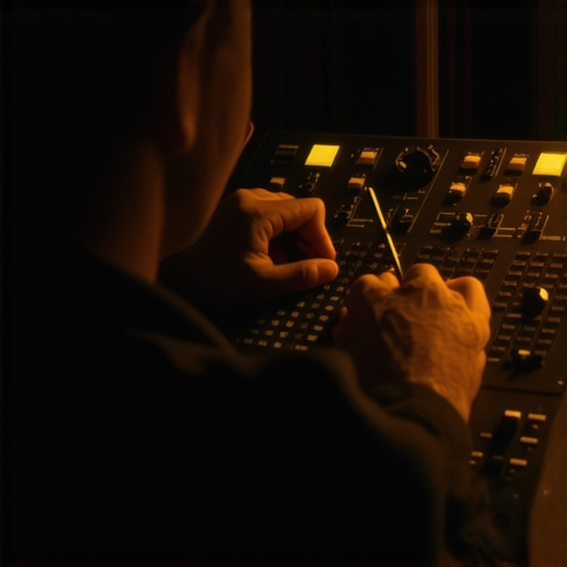 Expert Color Grading Using Hardware Control Surface Close-up of a tactile hardware control surface with dials and buttons for color grading