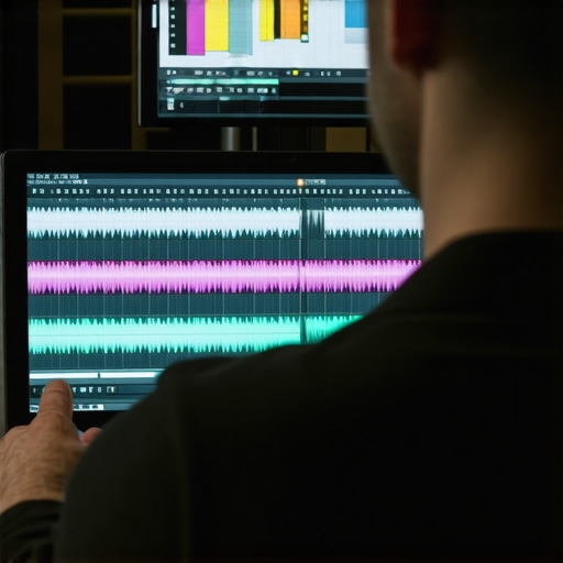 Expert Manual Audio Synchronization Screenshot of professional video editing software showing waveform analysis for audio-video syncing