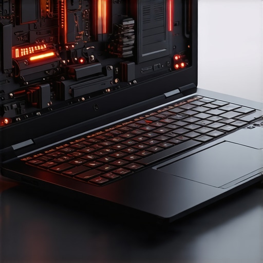 Futuristic Liquid Metal Cooling Laptop A concept laptop showcasing cutting-edge liquid metal cooling technology with glowing circuits