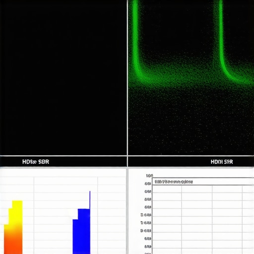 HDR to SDR Color Transformation Illustration Diagram illustrating the process of converting HDR content to SDR with color graphs and tone mapping curves.