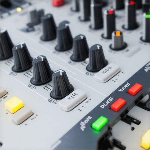 Expert control surface with programmable buttons and faders used in video and audio editing.