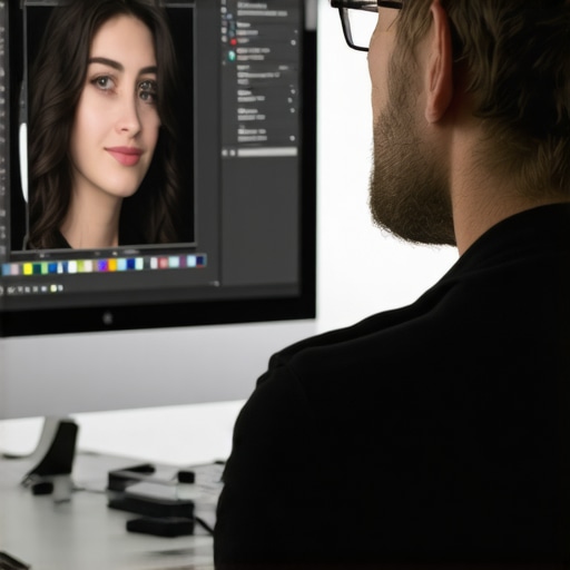 High-Precision Photo Editing Setup Editor using masking techniques on a monitor with advanced tools