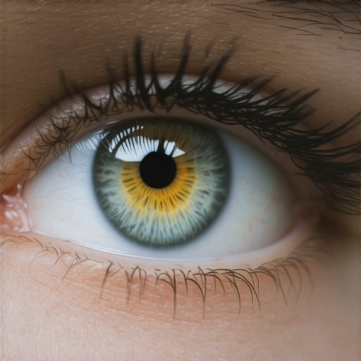 High-Resolution Eye with Emphasized Details Close-up of a human eye showcasing detailed iris, eyelashes, and subtle reflections, emphasizing advanced sharpening methods.