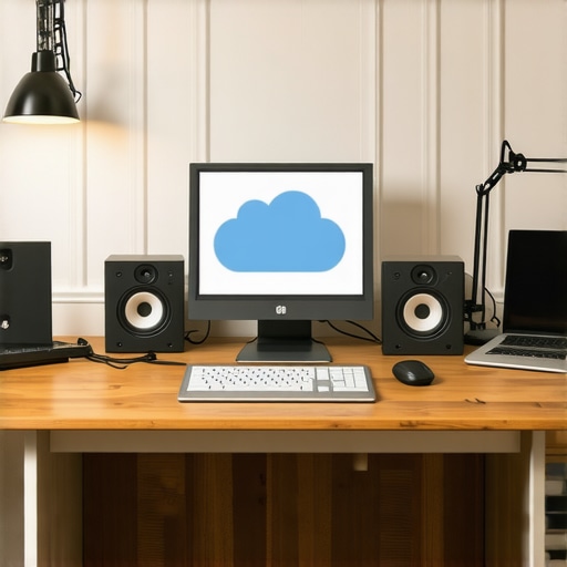 Hybrid Editing Environment with Cloud Integration An old editing computer connected to cloud services with advanced control devices