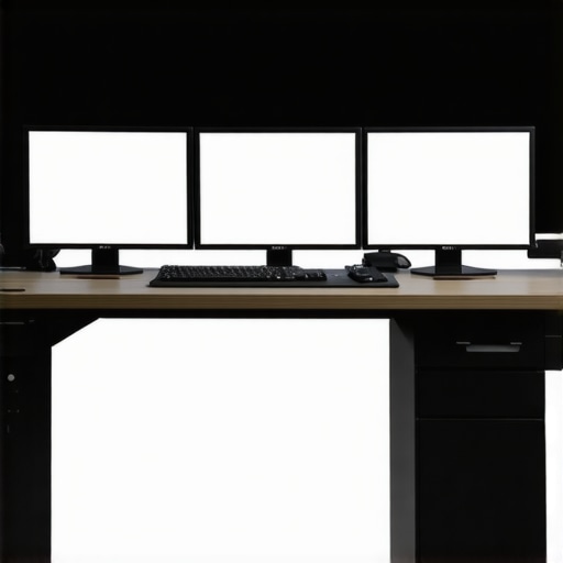 Mobile Video Editing Setup A professional workspace for mobile video editing featuring color grading monitors and calibration devices