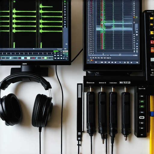 Audio engineer working with spectral repair software on a professional workstation