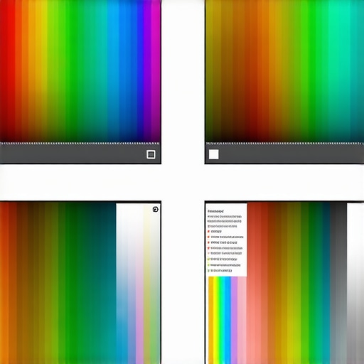 Multi-Device Color Calibration Workflow Multiple monitors displaying varying color profiles being calibrated with specialized hardware