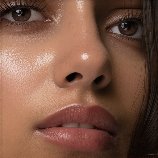 Natural Skin Texture in Retouched Photo High-resolution close-up image of a human face emphasizing preserved micro-texture after editing.