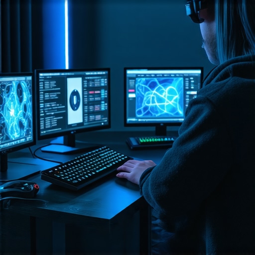 Next-Gen Editing Hardware Futuristic editing setup with holographic interfaces