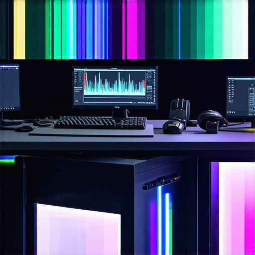 Next-Gen Editing Setup A professional multimedia editing station with dual 8K monitors, high-performance GPU, and organized workspace.