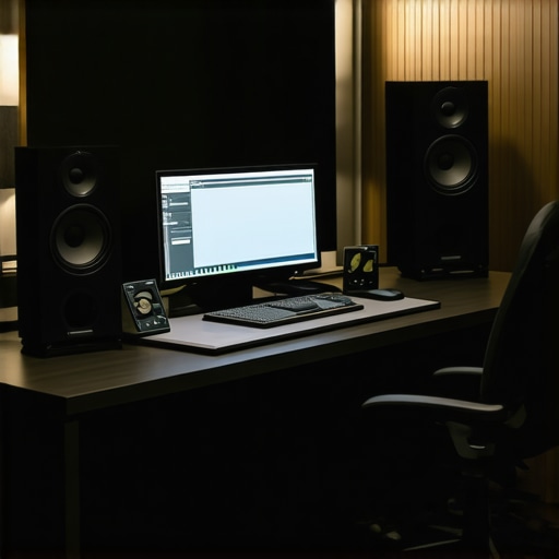 Optimized Editing Studio A modern professional editing workspace with high-end equipment and ergonomic setup.