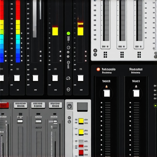 Precision Audio Metering in DAW Detailed shot of audio meters displaying loudness levels in a digital workstation