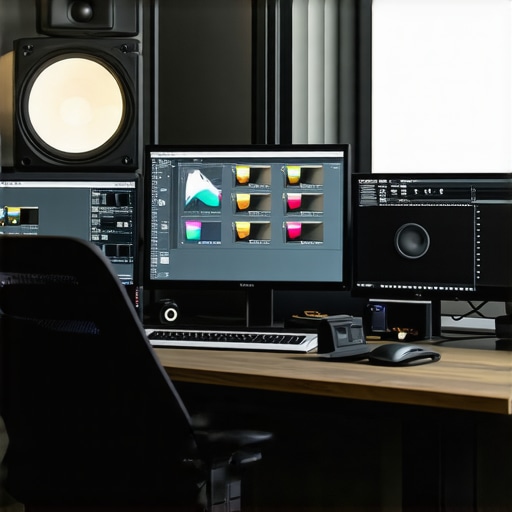 Precision Calibration for Color Fidelity Calibrating high-end monitors with spectrophotometric devices in a professional editing studio.