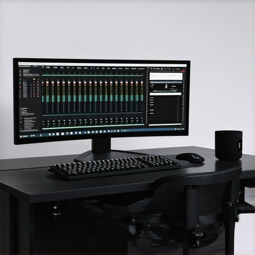 Precision Editing Workspace Professional editing setup with advanced hardware controls and high-fidelity monitor