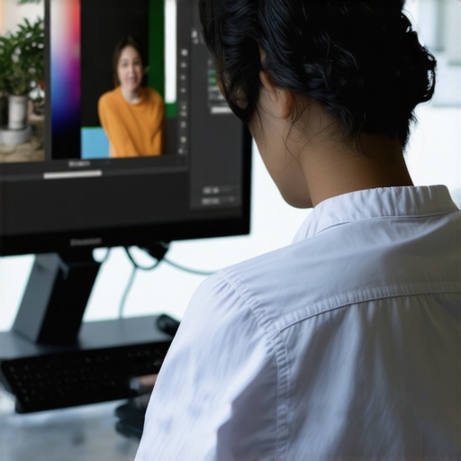 Precision Object Removal in Professional Editing A professional editor manually refining a complex scene using masking and content-aware fill techniques in advanced editing software