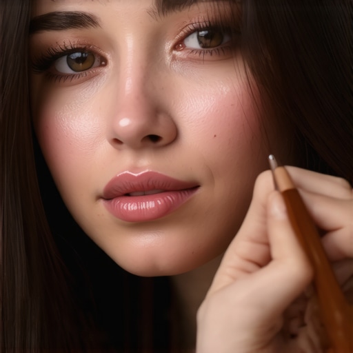 Precision skin tone editing with a graphics tablet A photographer editing skin tones digitally using a stylus on a graphics tablet.