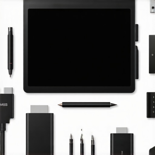 Pro Editing Tablet with Accessories A high-resolution tablet with stylus and professional accessories used for advanced mobile editing.