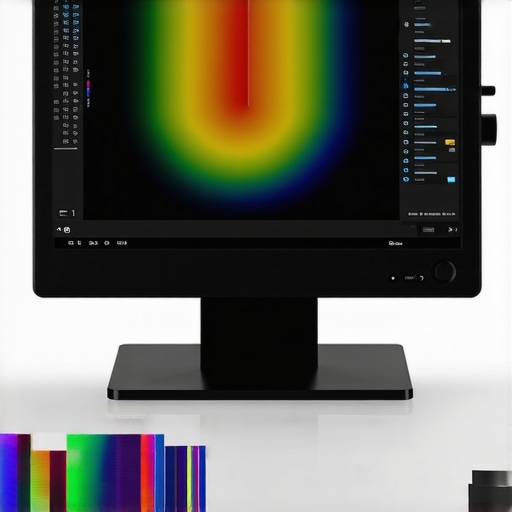 Professional color calibration monitor with spectral sensor in editing studio
