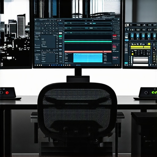 Professional Video Editing Setup for Highlight Correction Calibrated monitors and color grading tools in a professional editing suite
