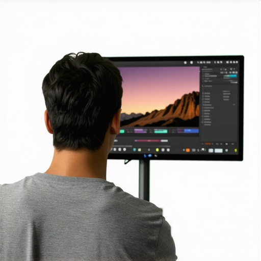 Refined color grading process with mask layering and curve adjustments A colorist working on a professional monitor with multiple masks and curves displayed