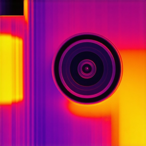 Macro view of a camera sensor highlighting thermal noise regions with color coding