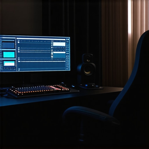 Sophisticated Editing Workspace with Advanced Accessories Contemporary video editing station with high-end accessories ensuring high-quality output.