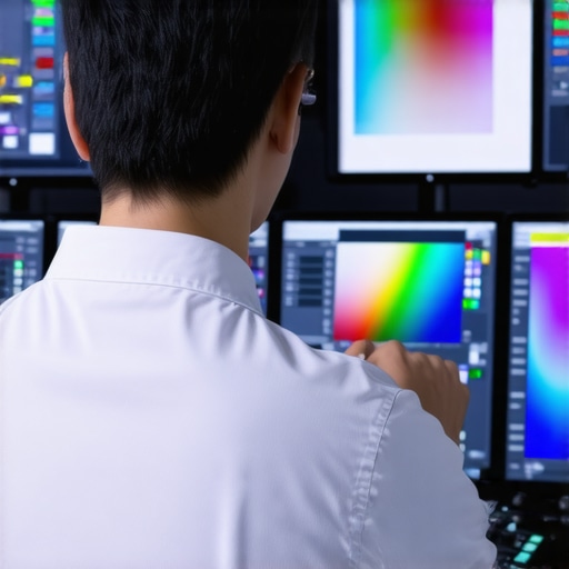Colorist working on detailed spectral color grading using advanced tools.