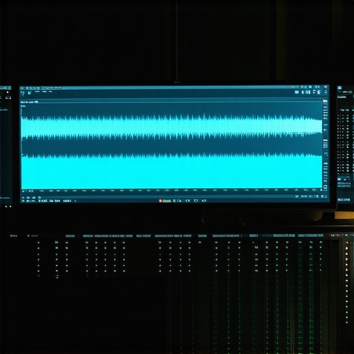 Expert editing audio spectrum on digital workstation with spectral display