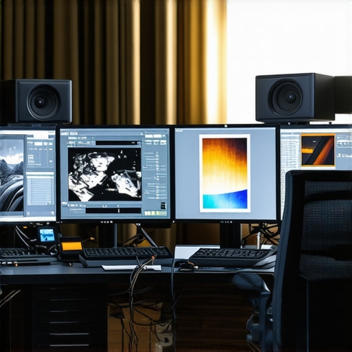 Laboratory setup with spectral sensors and monitors showing color analysis