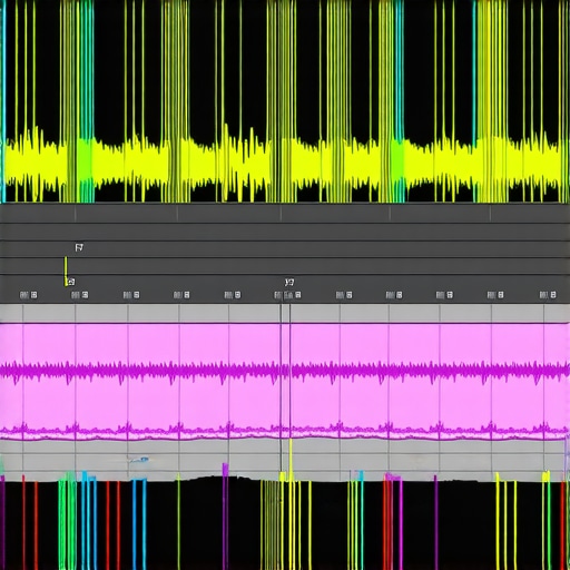 Spectral editing interface with frequency spectrum annotations Visual representation of spectral editing with highlighted audio anomalies and editing controls.