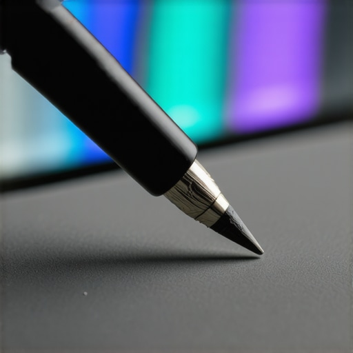 Tactile Feedback in Action for Precise Editing A stylus with haptic feedback being used for detailed color correction on a computer screen.