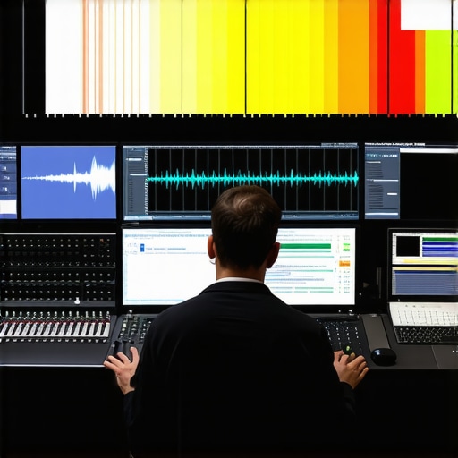 Visual Spectrum Editing in Professional Audio Production Engineer manipulating spectral frequency visualization on computer screen during audio editing.
