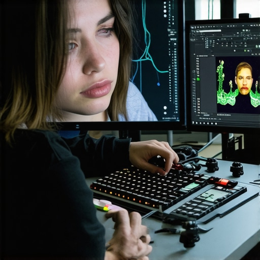 Professional colorist using AI facial tracking for color grading