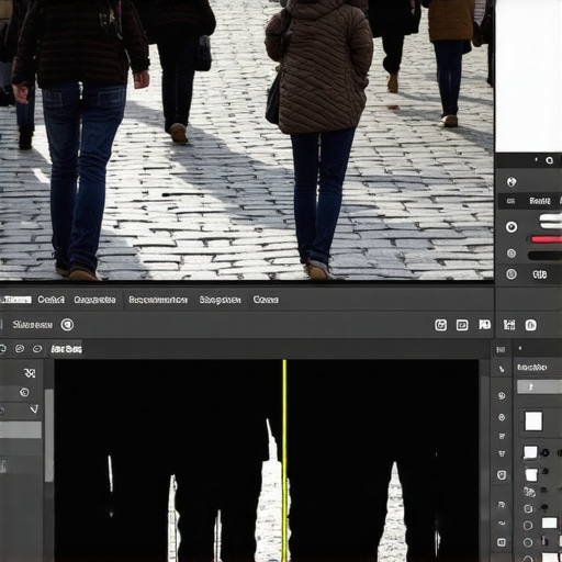 Comparison showing professional background removal and texture synthesis in photo editing software.