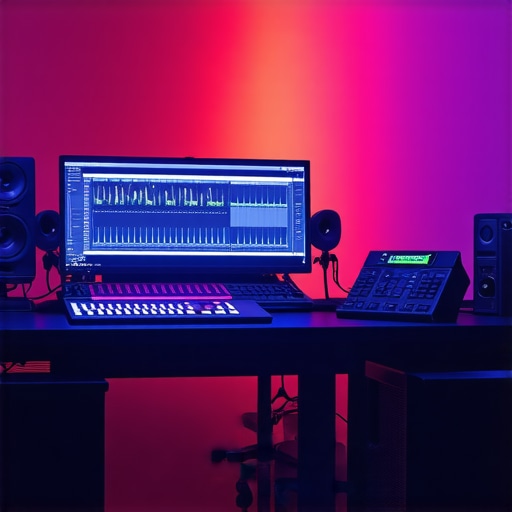 A professional video and audio editing studio featuring advanced hardware and color grading tools.