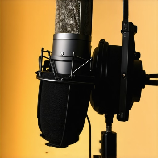 A specialized dummy head microphone used for capturing immersive spatial audio in a professional post-production environment.