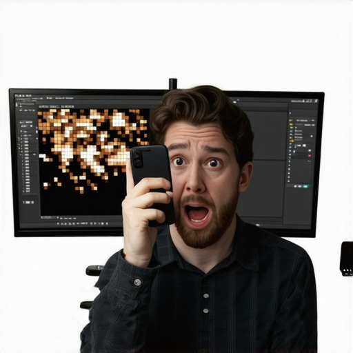 A side-by-side comparison showing how video quality degrades from a professional monitor to a mobile device due to compression.