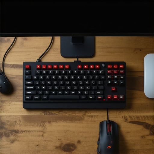 A collection of ergonomic editing accessories including a trackball and mechanical keyboard.
