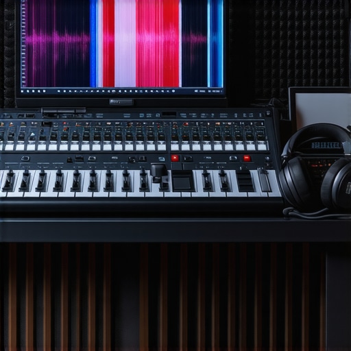 Professional audio restoration workspace with spectral analysis software and acoustic treatment.
