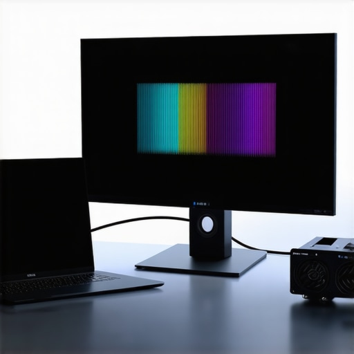 A high-performance laptop setup with an eGPU for better thermal management during 10-bit video editing.