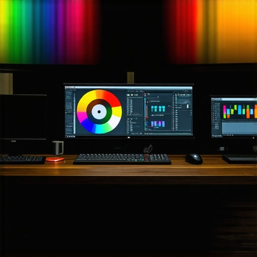 Professional color grading suite with ACES workflow and hardware control panels.