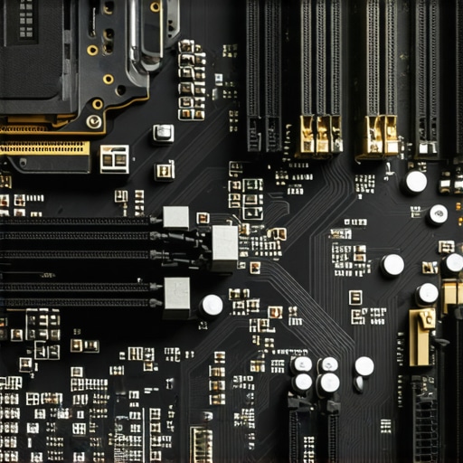 Close-up of professional PC components showing CPU and NVMe storage slots.
