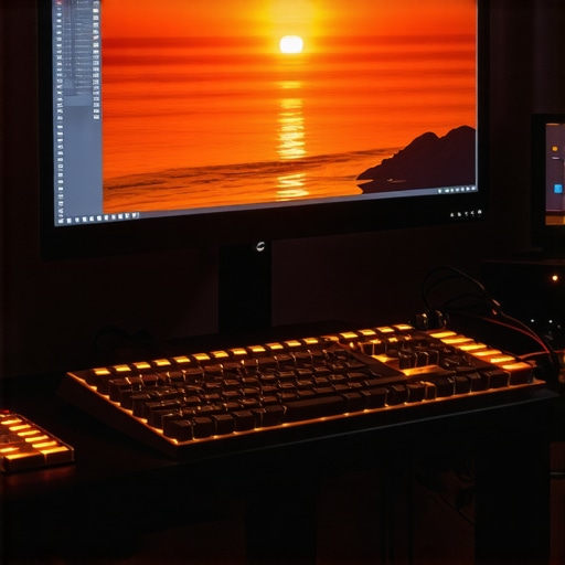 A professional video editing desk with a color-accurate monitor and dedicated control hardware.