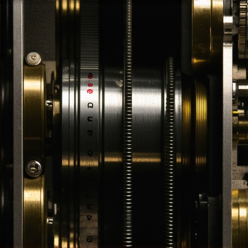Close-up of internal mechanical gears and shutter curtain of an old analog camera