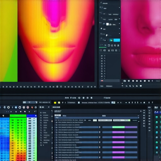 An editor fine-tuning spatial isolation and bezier vectors on a high-end editing monitor