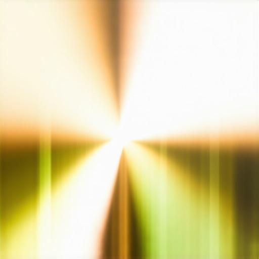 Detailed visualization of light wavelengths splitting as they pass through complex camera optics.