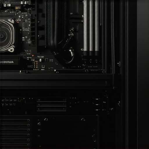 Internal view of a professional video editing workstation with high-end GPU and cooling system
