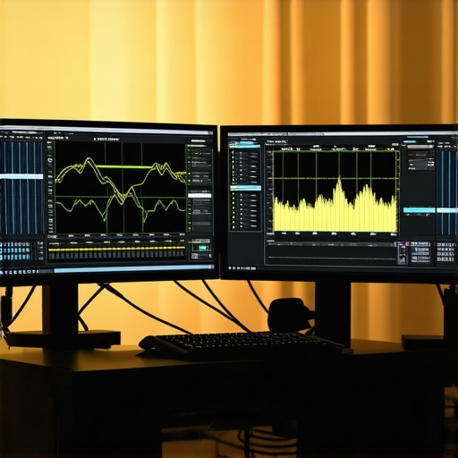 Professional color grading workspace with calibrated monitors and hardware controllers